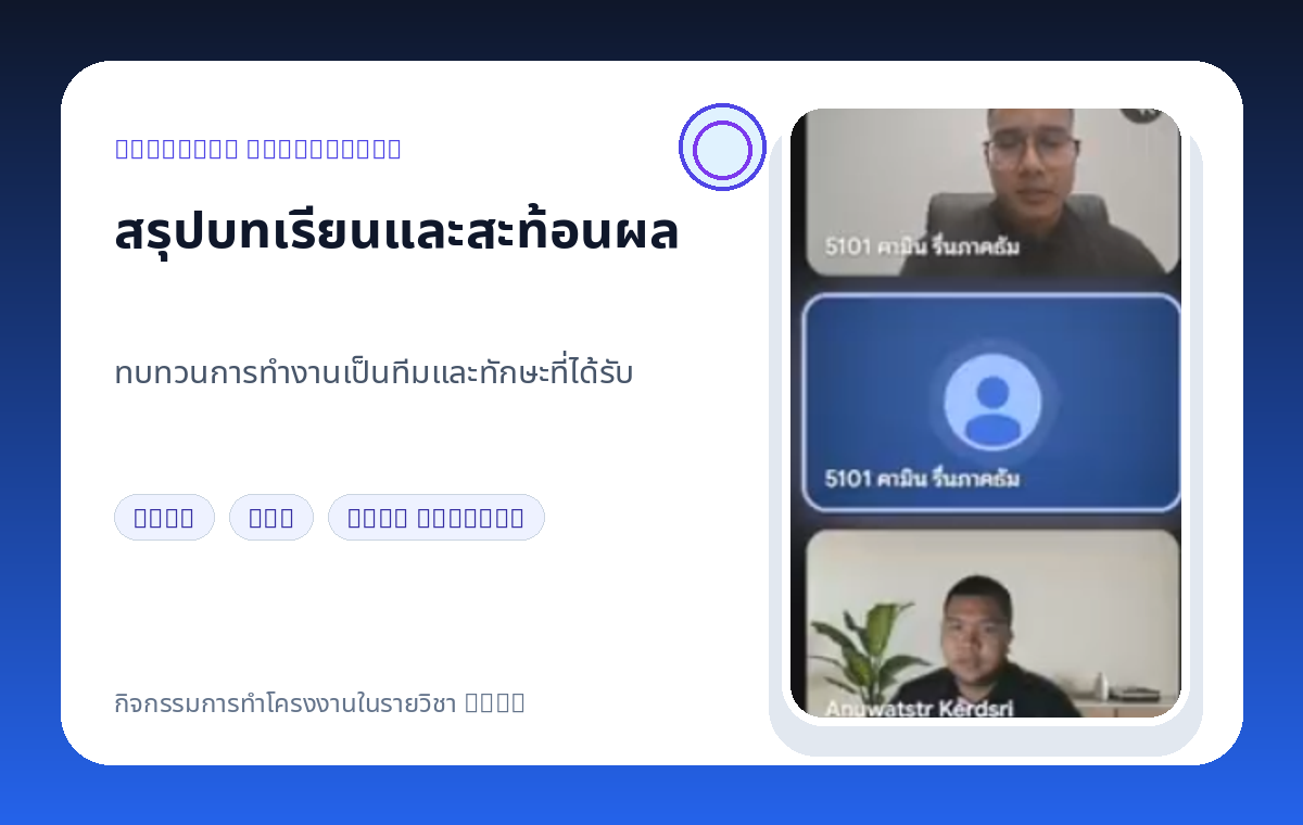 กิจกรรมสรุปบทเรียนและสะท้อนผลการทำโครงงาน